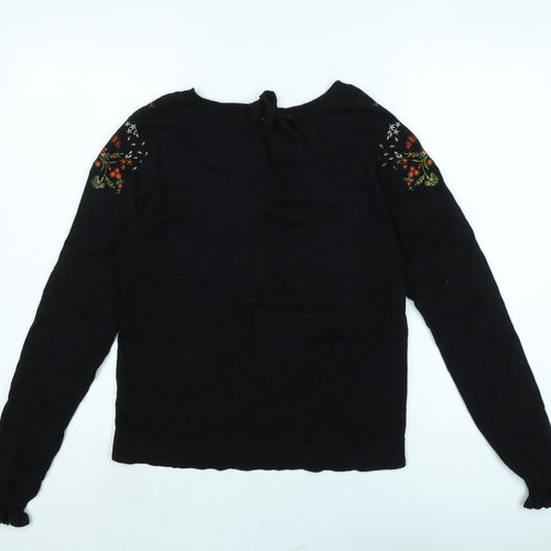 Oasis Womens Black Crew Neck Polyester Pullover Jumper Size 10