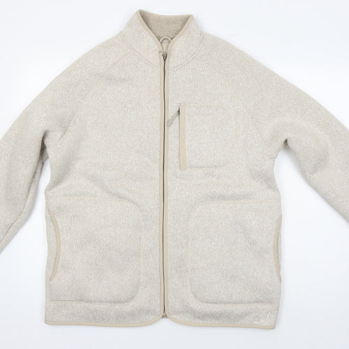 M&S Mens Beige Herringbone Jacket Size M - Fleece lining