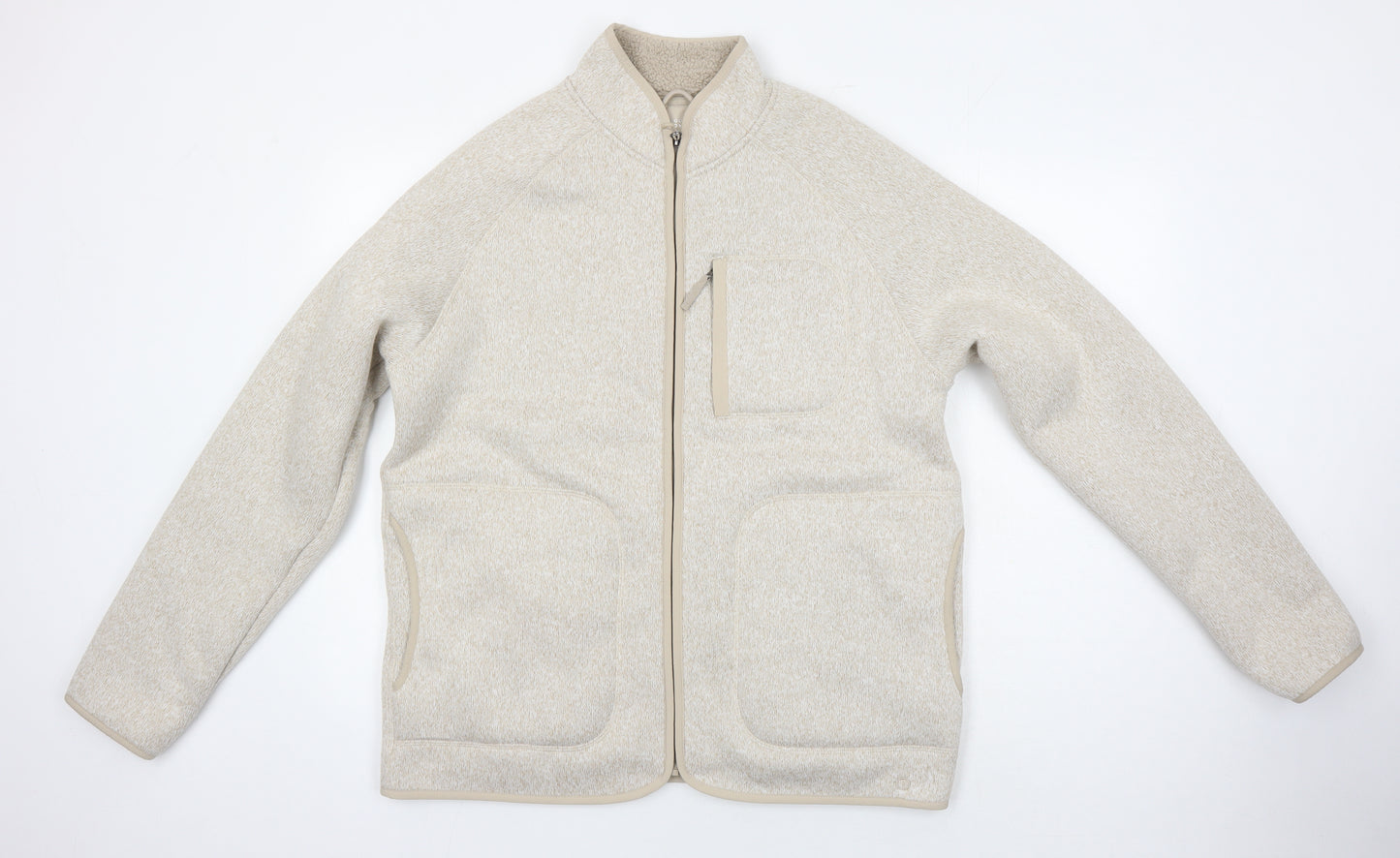 M&S Mens Beige Herringbone Jacket Size M - Fleece lining