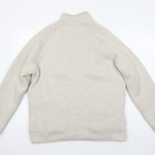 M&S Mens Beige Herringbone Jacket Size M - Fleece lining