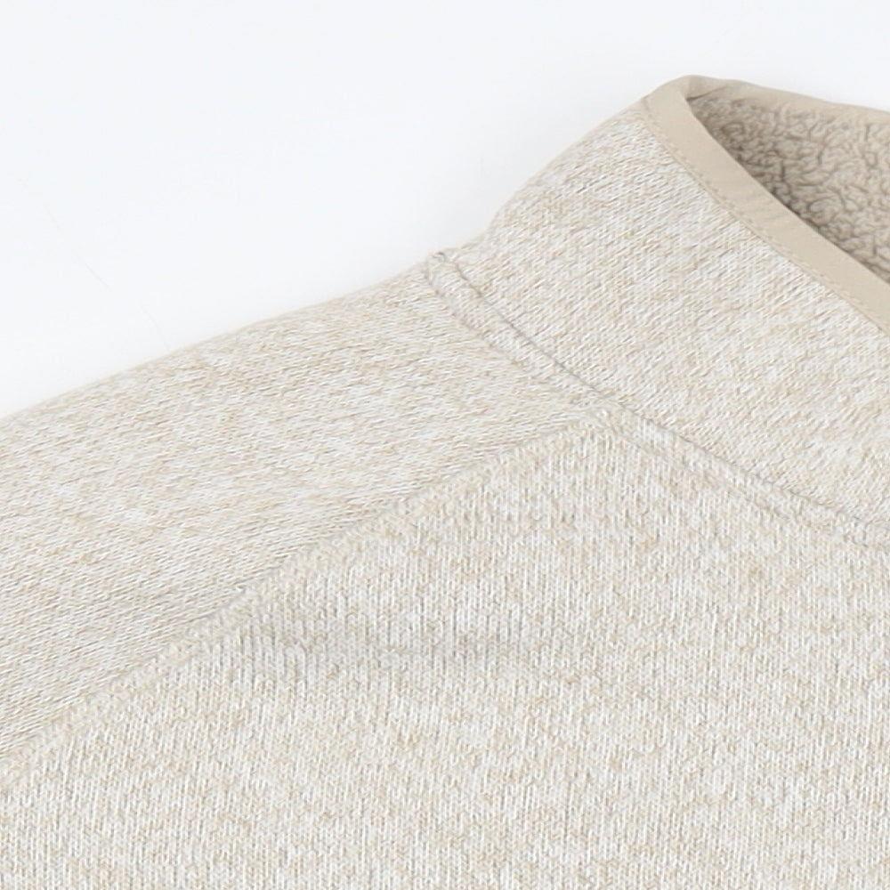 M&S Mens Beige Herringbone Jacket Size M - Fleece lining