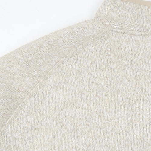 M&S Mens Beige Herringbone Jacket Size M - Fleece lining