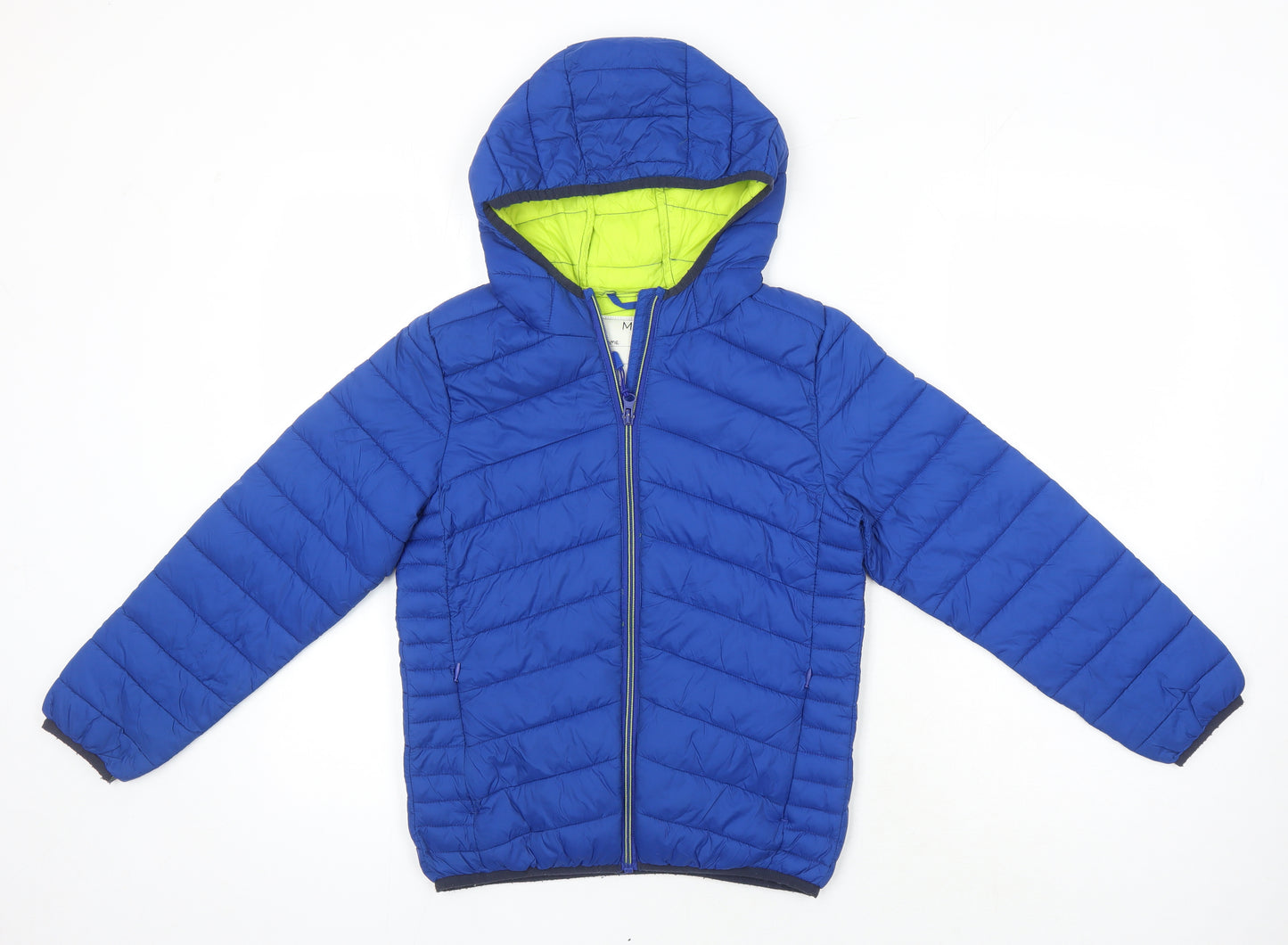 M&S Boys Blue Ikat Puffer Jacket Jacket Size 9-10 Years