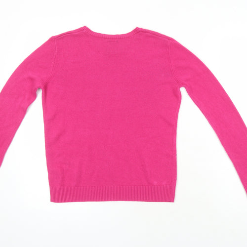 Golddigga Girls Pink Round Neck Acrylic Pullover Jumper Size 13 Years - Sequined detail