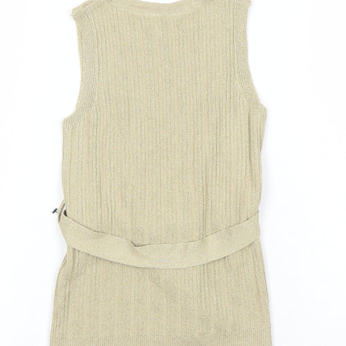 River Island Girls Gold Round Neck Viscose Tunic Jumper Size 4-5 Years