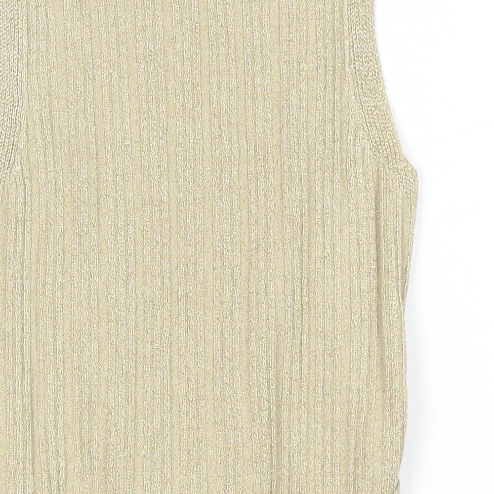 River Island Girls Gold Round Neck Viscose Tunic Jumper Size 4-5 Years