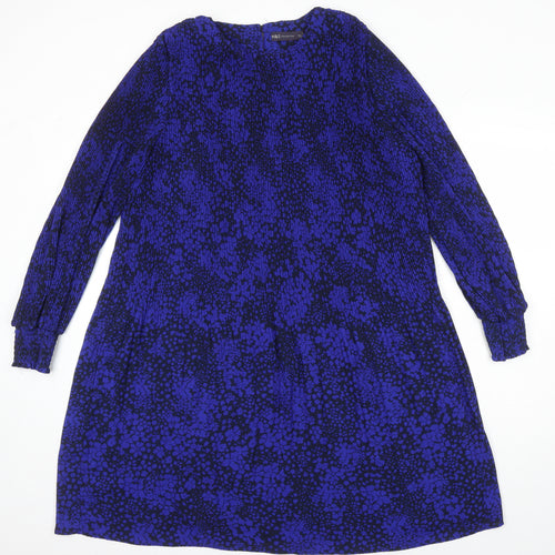 M&S Womens Multicoloured Floral Polyester Shift Size 14 Roll Neck