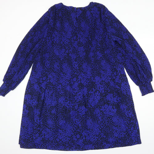 M&S Womens Multicoloured Floral Polyester Shift Size 14 Roll Neck