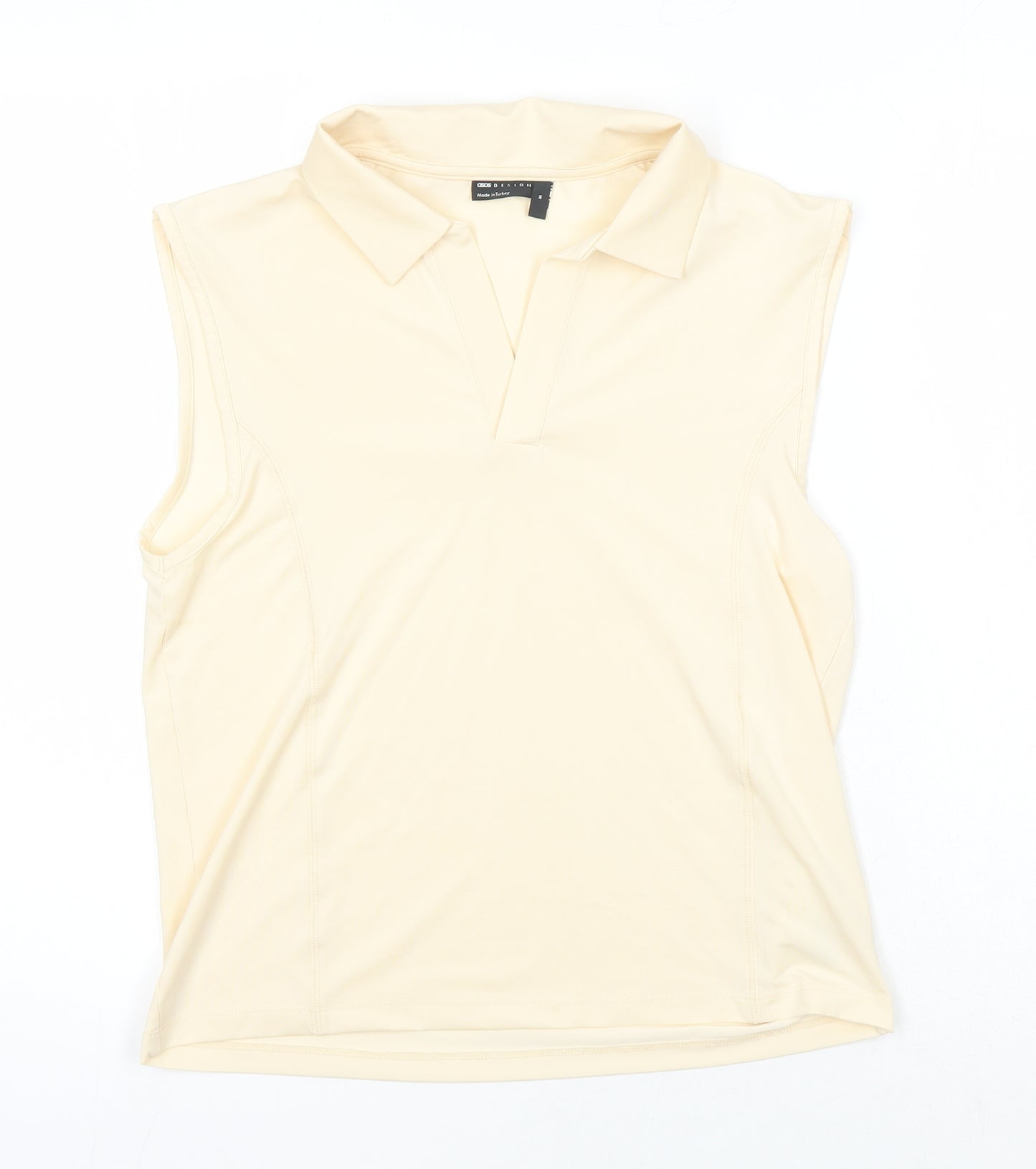 ASOS Womens Ivory Polyester Basic T-Shirt Size M Collared