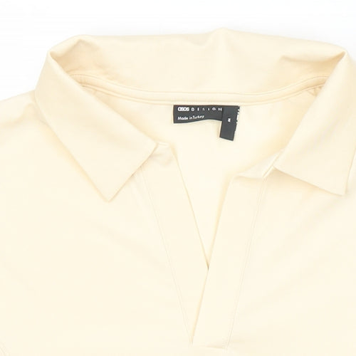 ASOS Womens Ivory Polyester Basic T-Shirt Size M Collared