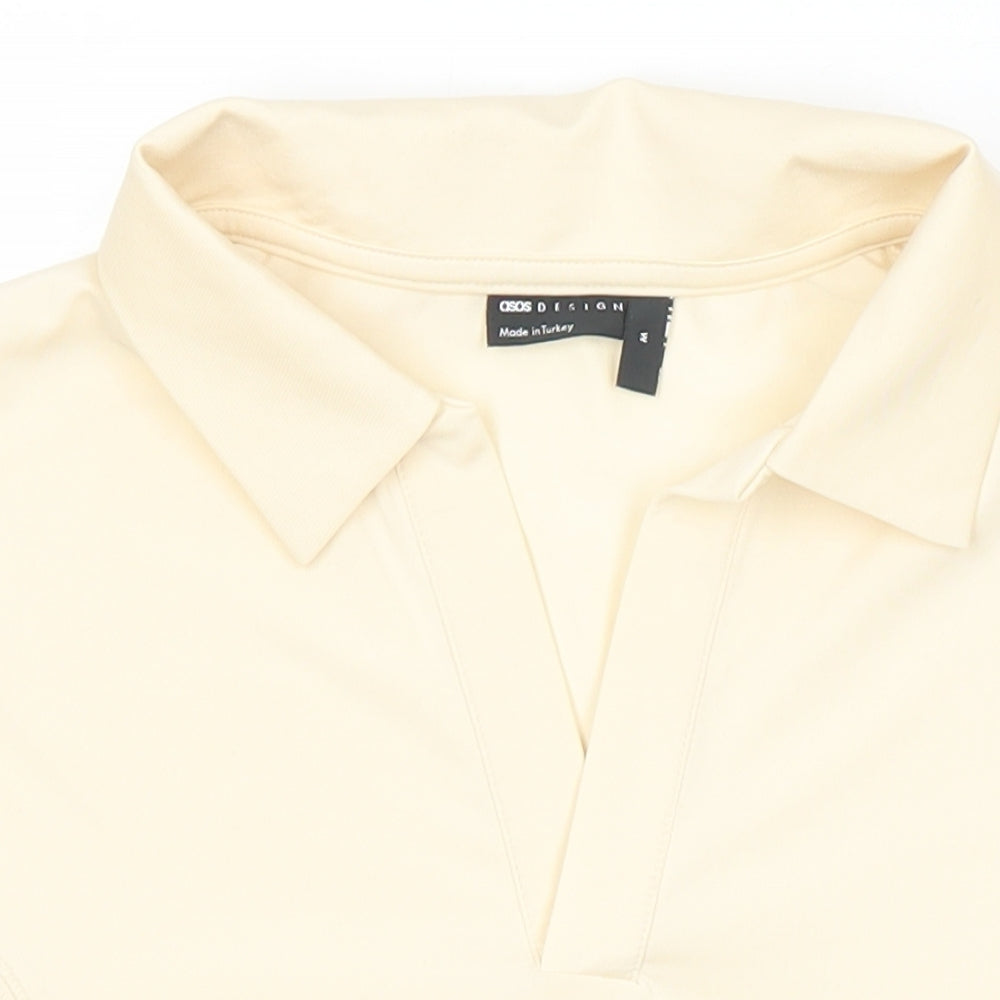 ASOS Womens Ivory Polyester Basic T-Shirt Size M Collared