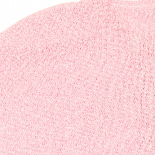 River Island Womens Pink Square Neck Herringbone Viscose Pullover Jumper Size 6