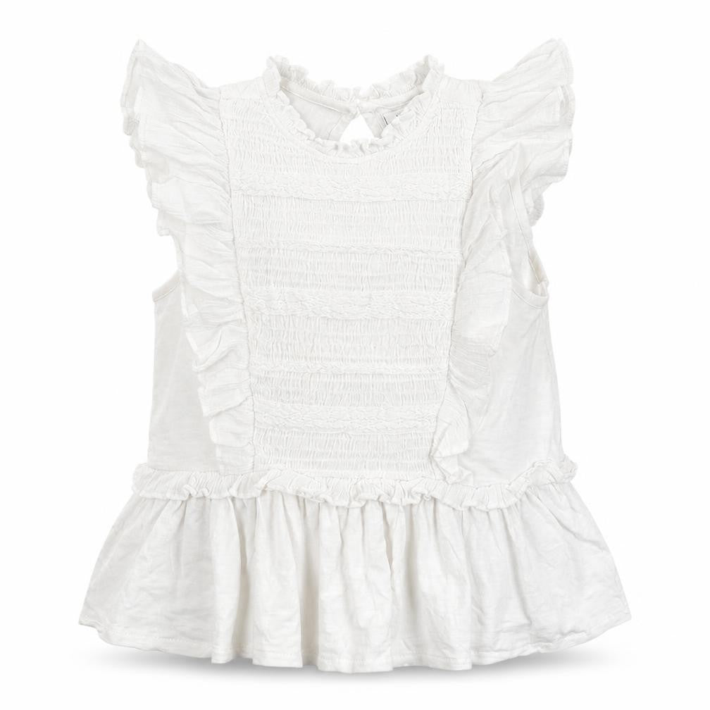 Next Girls White 100% Cotton Ringer Blouse Size 7 Years Round Neck