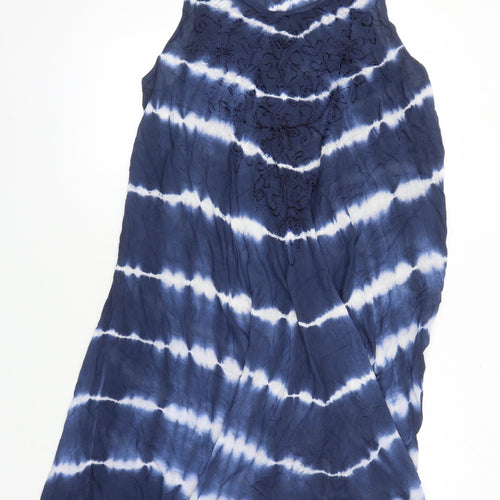 Jane Austin Womens Blue Striped Viscose Shift Size M Scoop Neck
