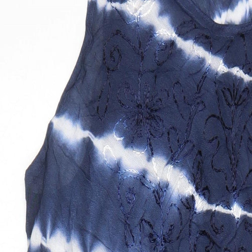 Jane Austin Womens Blue Striped Viscose Shift Size M Scoop Neck