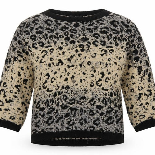 Very Womens Ivory Boat Neck Animal Print Acrylic Pullover Jumper Size 12