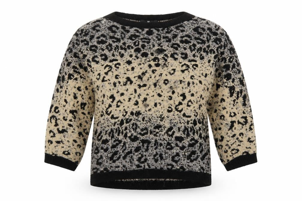 Very Womens Ivory Boat Neck Animal Print Acrylic Pullover Jumper Size 12