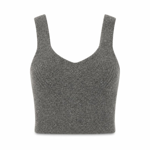 Zara Womens Brown Herringbone Acrylic Cropped Tank One Size Scoop Neck