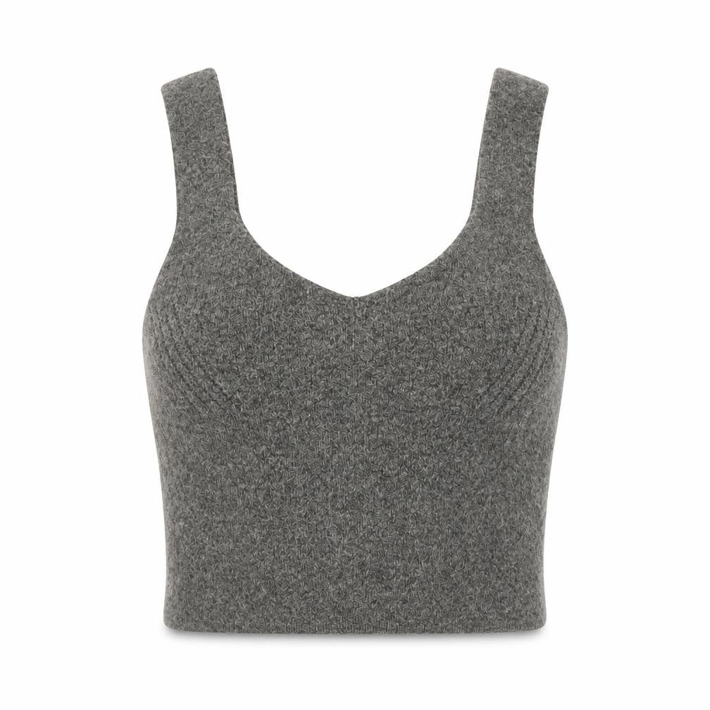 Zara Womens Brown Herringbone Acrylic Cropped Tank One Size Scoop Neck