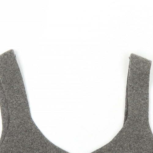 Zara Womens Brown Herringbone Acrylic Cropped Tank One Size Scoop Neck
