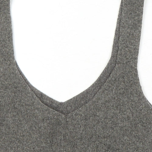 Zara Womens Brown Herringbone Acrylic Cropped Tank One Size Scoop Neck