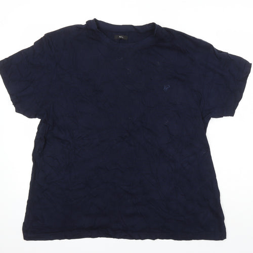 M&Co Mens Blue Cotton T-Shirt Size S Round Neck