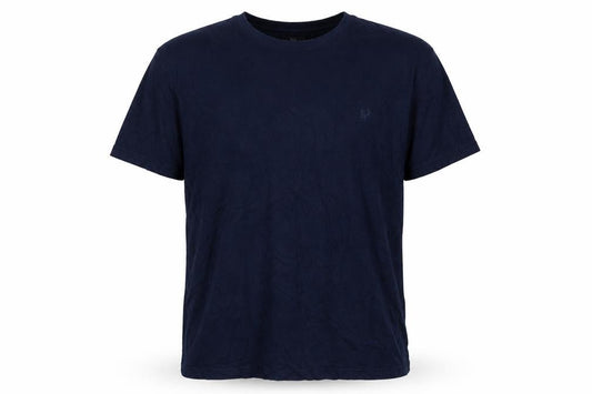 Front view of M&Co men’s blue cotton t-shirt, size S, round neck