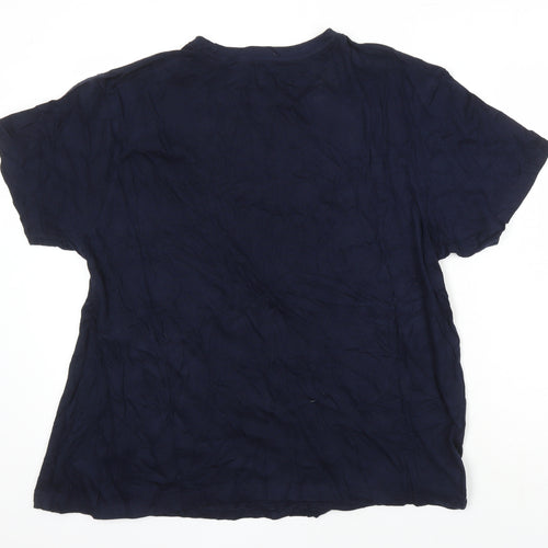 M&Co Mens Blue Cotton T-Shirt Size S Round Neck