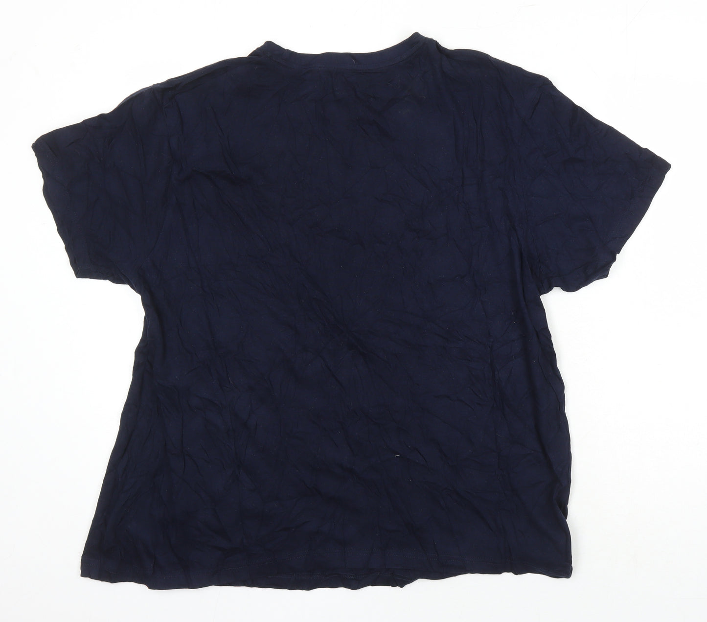 M&Co Mens Blue Cotton T-Shirt Size S Round Neck