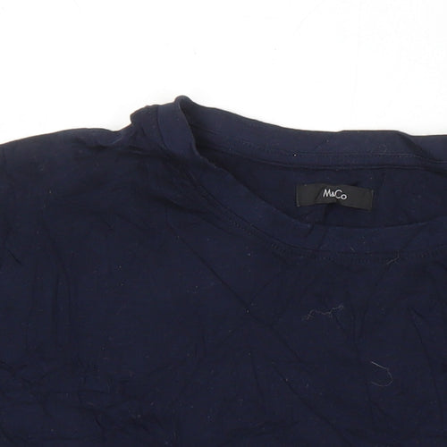 M&Co Mens Blue Cotton T-Shirt Size S Round Neck