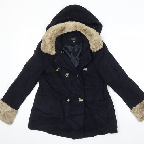 Topshop Womens Blue Overcoat Coat Size 8