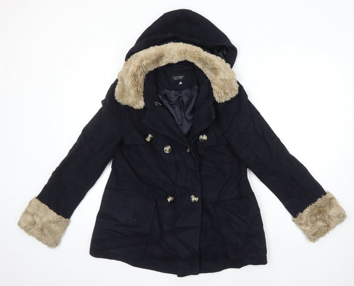 Topshop Womens Blue Overcoat Coat Size 8