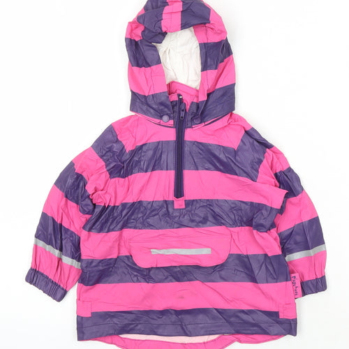 Playshoes Girls Pink Striped Rain Coat Coat Size S