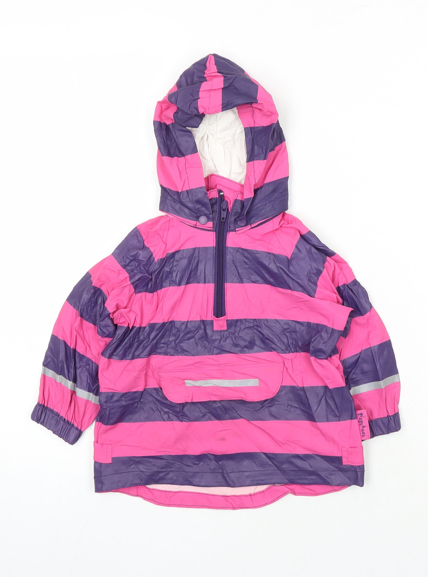 Playshoes Girls Pink Striped Rain Coat Coat Size S
