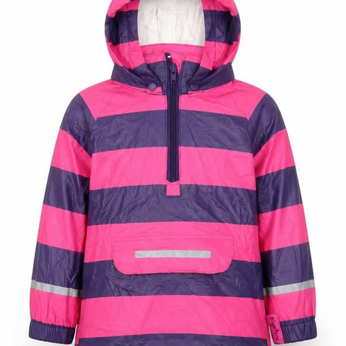 Playshoes Girls Pink Striped Rain Coat Coat Size S