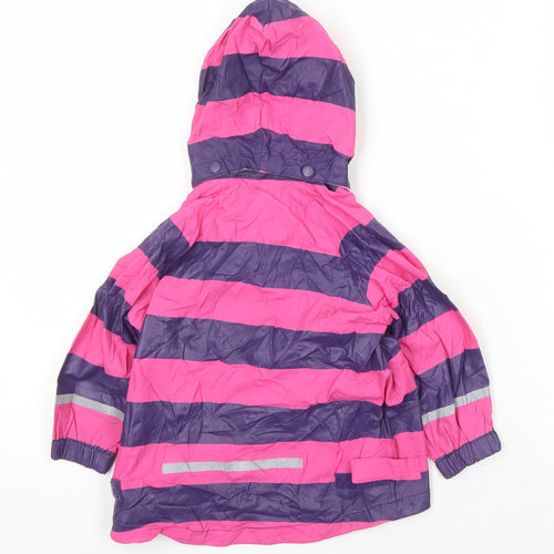 Playshoes Girls Pink Striped Rain Coat Coat Size S
