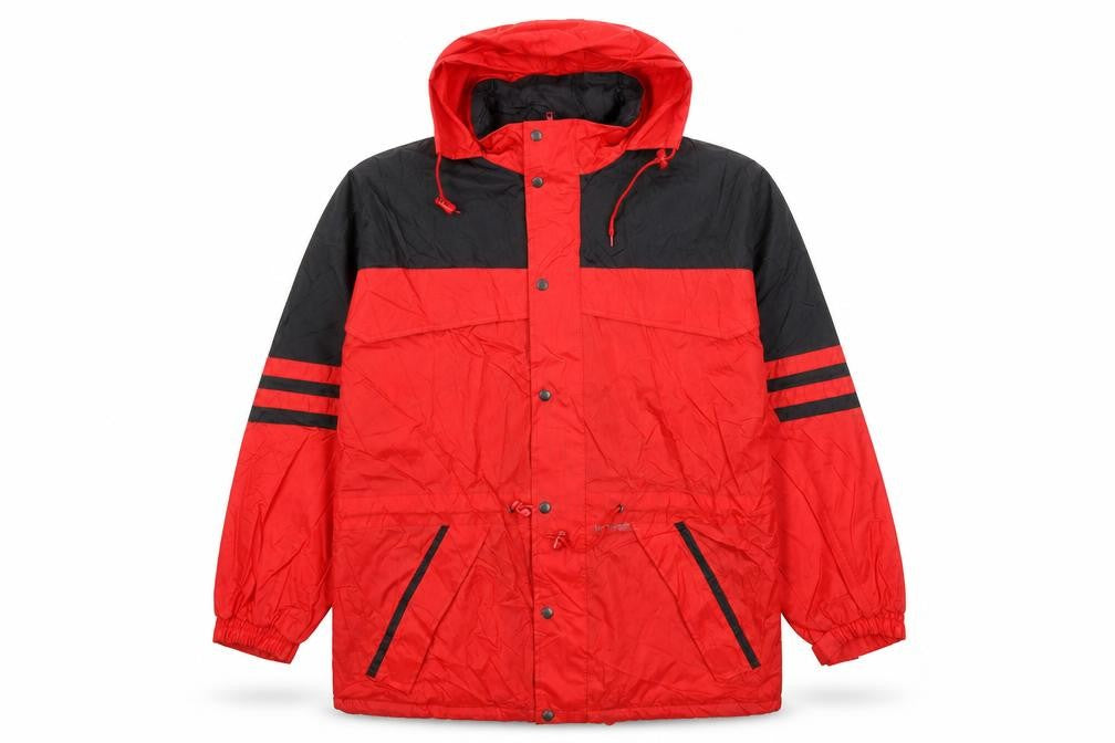 Front view of Outdoor wear men’s multicoloured jacket coat, size L, zip