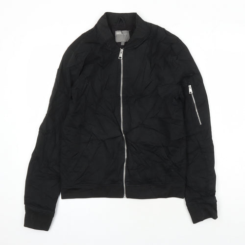 ASOS Womens Black Herringbone Bomber Jacket Jacket Size S Zip