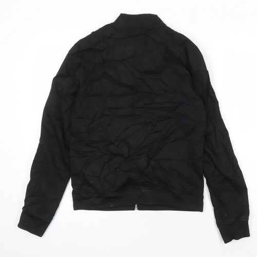 ASOS Womens Black Herringbone Bomber Jacket Jacket Size S Zip