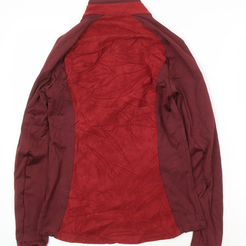 DECATHLON Womens Red Colourblock Polyester Pullover Casual Size S Mock Neck Zip