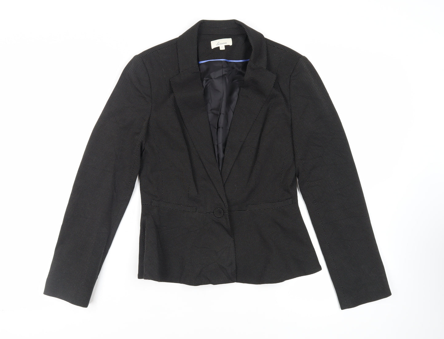 Linea Womens Black Polka Dot Jacket Blazer Size 10 Button