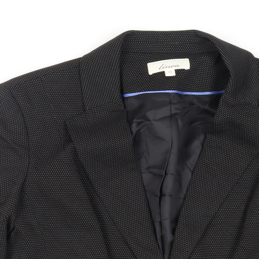 Linea Womens Black Polka Dot Jacket Blazer Size 10 Button