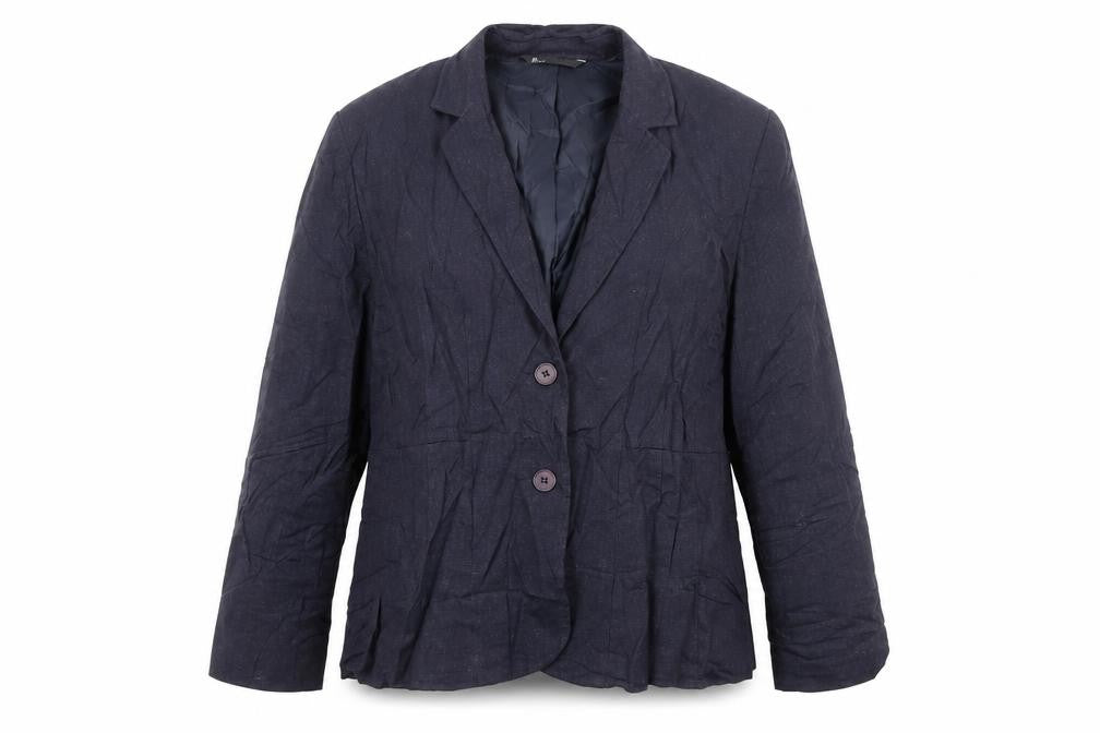 Front view of BHS women’s blue jacket blazer, size UK 18, button