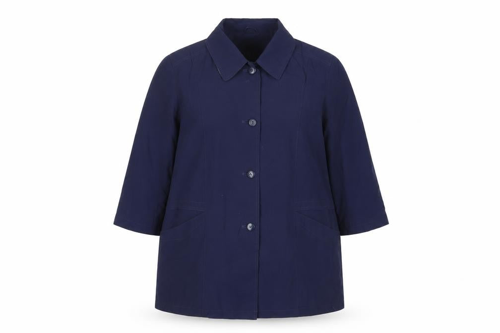 Front view of David Barry women’s blue jacket, size UK 20, button