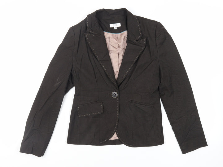 Debenhams Womens Brown Striped Jacket Blazer Size 10 Button
