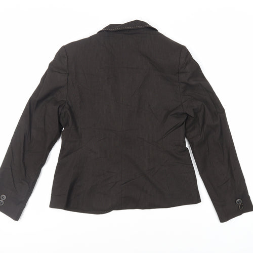 Debenhams Womens Brown Striped Jacket Blazer Size 10 Button