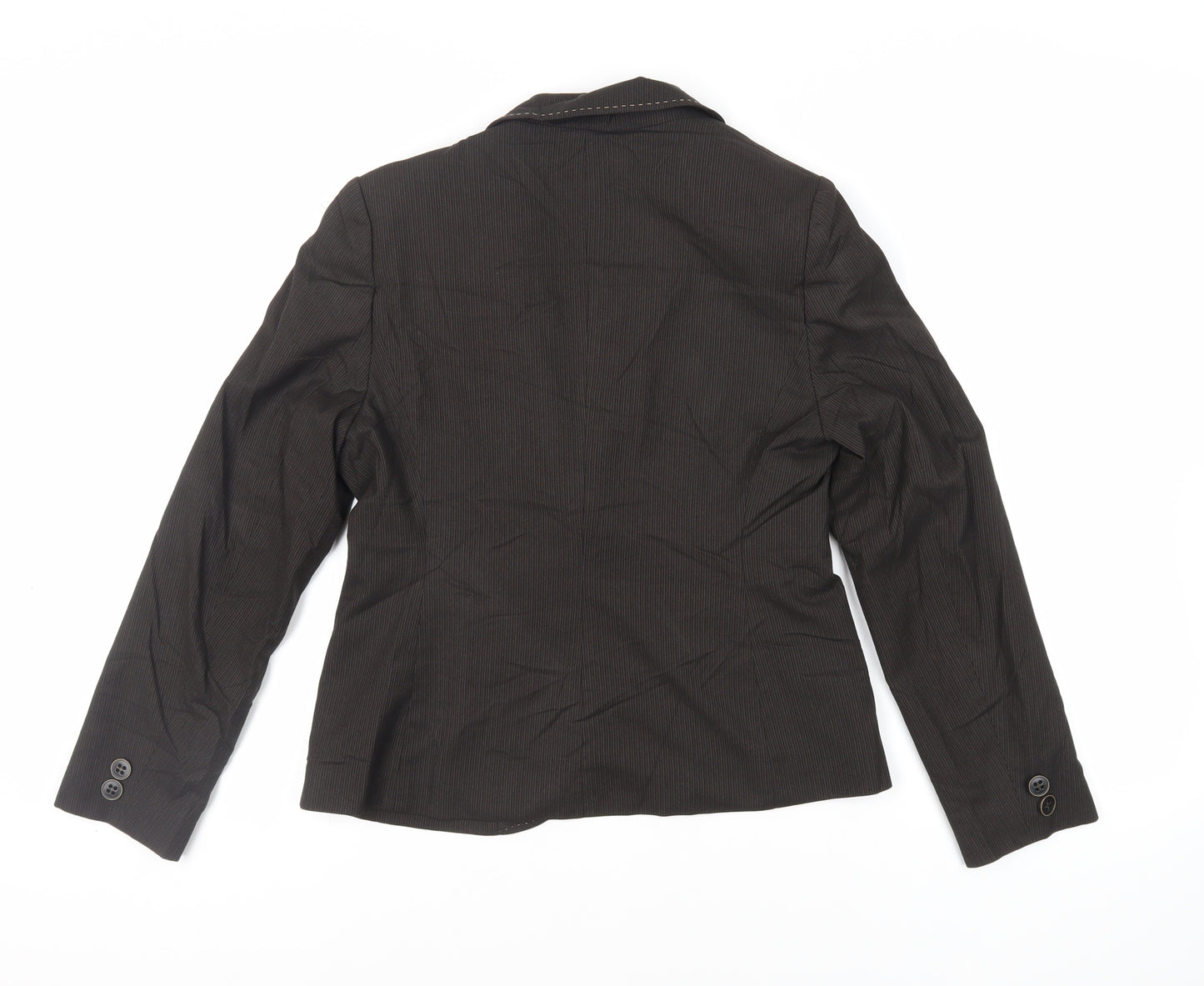 Debenhams Womens Brown Striped Jacket Blazer Size 10 Button