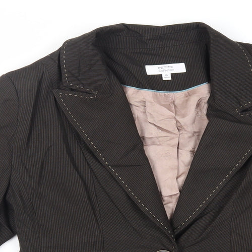 Debenhams Womens Brown Striped Jacket Blazer Size 10 Button