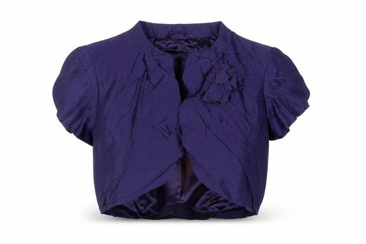 Front view of Country Casuals women’s purple jacket, size UK 14, - open