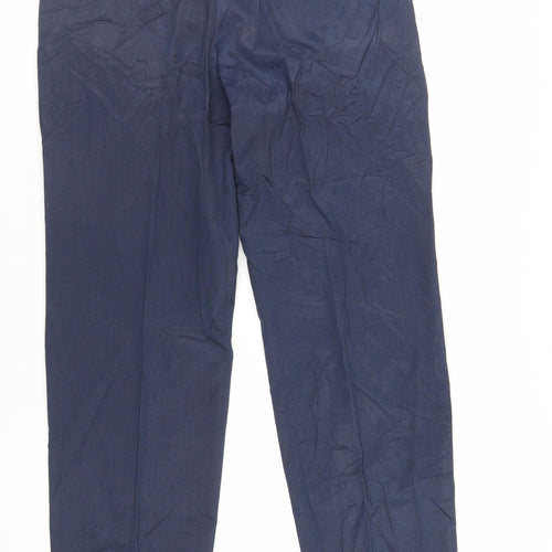 Marks and Spencer Mens Blue Polyester Dress Pants Trousers Size 36 in L33 in Regular Zip